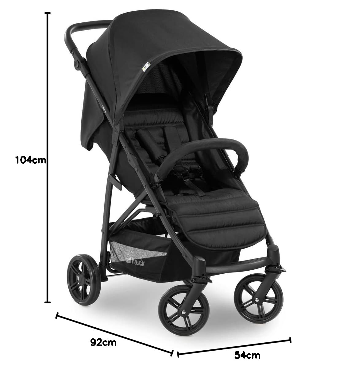 hauck Rapid 4 Silla de Paseo Ligera hasta 22 Kilos - Carrito Bebé Plegable desde 0 Meses - Carro Reclinable y Compacto con Correa de Transporte - Cesta Grande - Negro