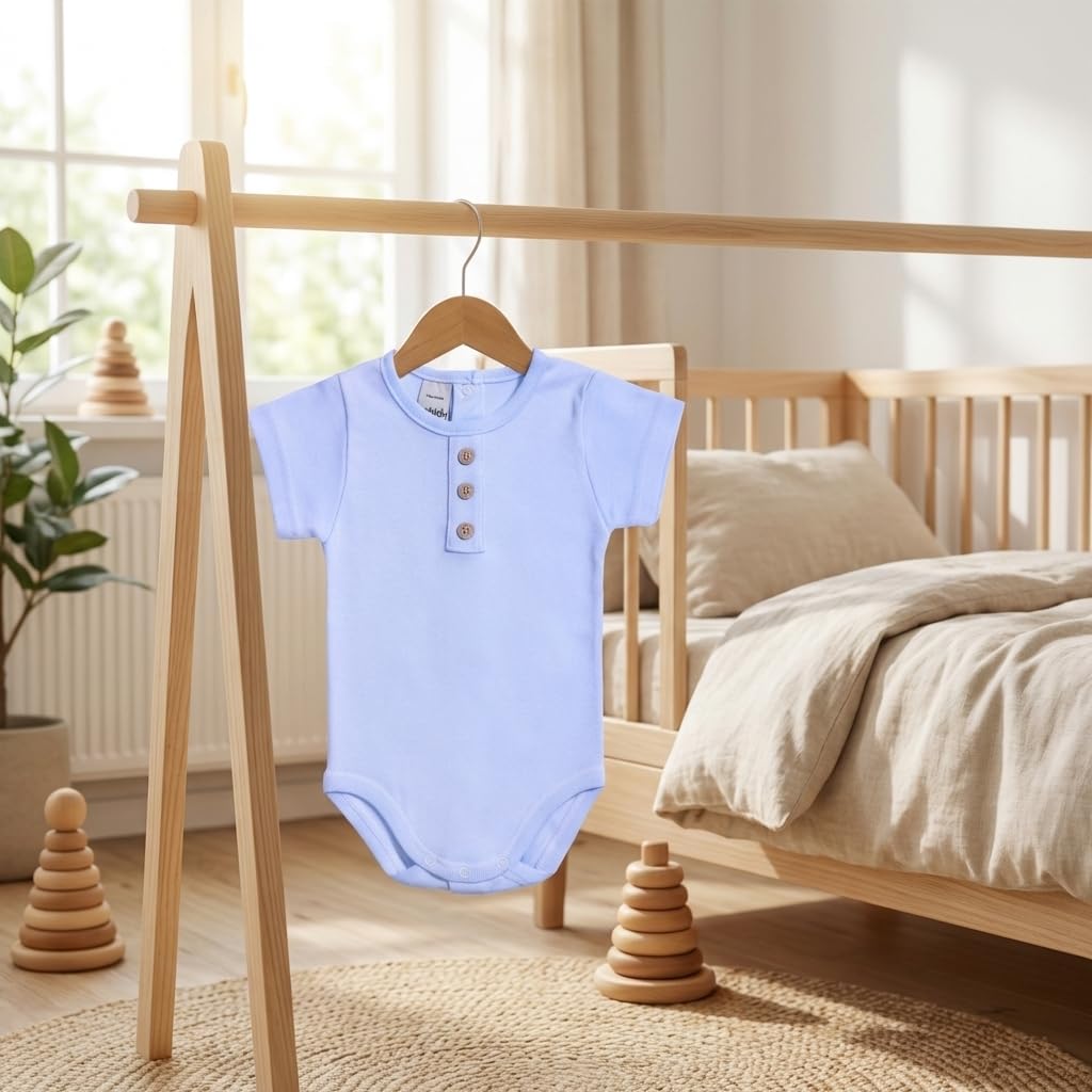 BABIDU Body da bambino a maniche corte con abbottonatura in 100% cotone, morbido e traspirante, ideale per neonati, primo utilizzo, comodo abbigliamento unisex per ragazzi e ragazze