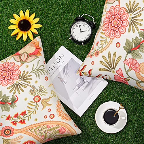 Jasen Flower Outdoor Waterproof Throw Pillow Covers 18X18 Set Of 2, Colorful Floral Decorative Square Pillow Covers For Couch Patio Furniture Garden Balcony Tent Spring Outdoor Decor #TOP2