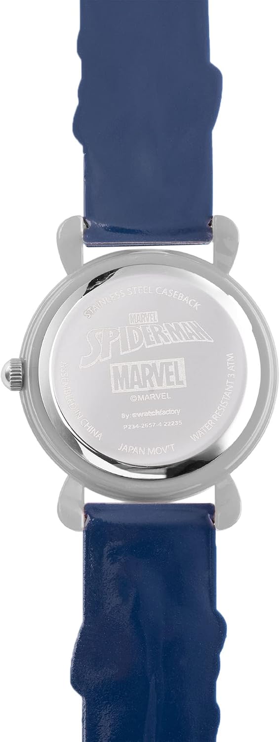 Marvel Spiderman Watch for Kids - Spiderman Watch Boys - Spider-Man Watches for Boys 4-6 - Toys - Kids - Marvel Toddler - Silver Case - 3D Silicone Plastic Strap