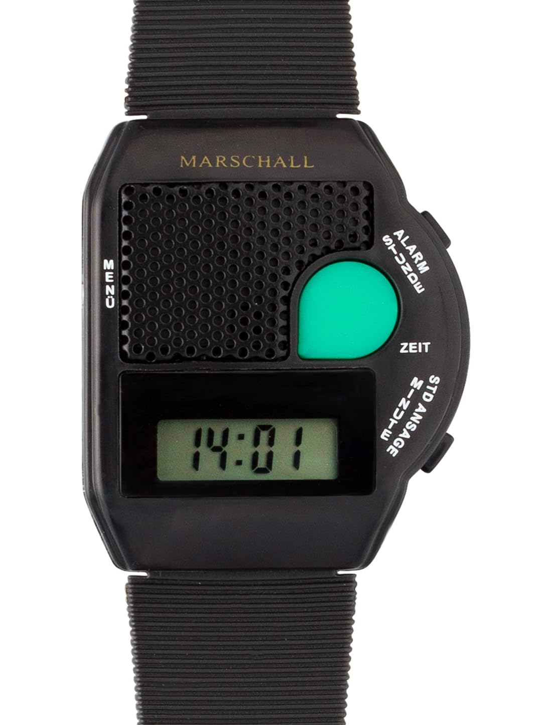 Orologio da Polso Parlante MV con grande parlavo pulsante nero - Blindenuhr - nuovo! Con scritta in lingua tedesca contenitore - confezione pronta da chiuso