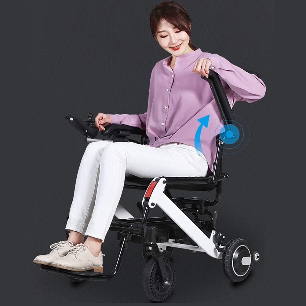 Sedia a rotelle Portatile alla Moda, Leggera, Pieghevole, con Apertura Rapida, ausilio per la Mobilità, Potente Motore a Doppio Motore, Batteria agli ioni di Litio, sicura e Facile da Guidare.