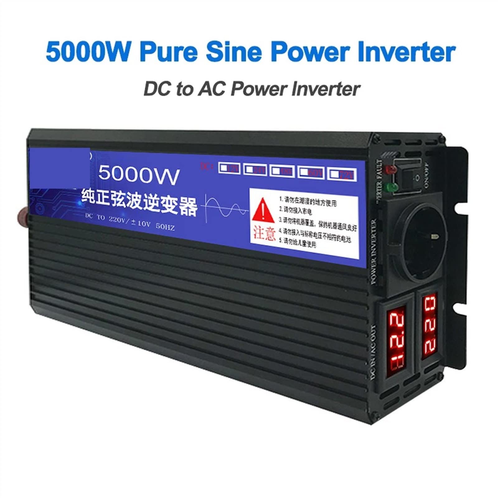 Przetwornica Napięcia, Przetwornica napięcia z czystą falą sinusoidalną 2600W 3000W 4000W 5000W przetwornica 12V 24V transformator DC na AC 110/220 konwerter samochodowy Inversor diodą LED(5000W,24V)
