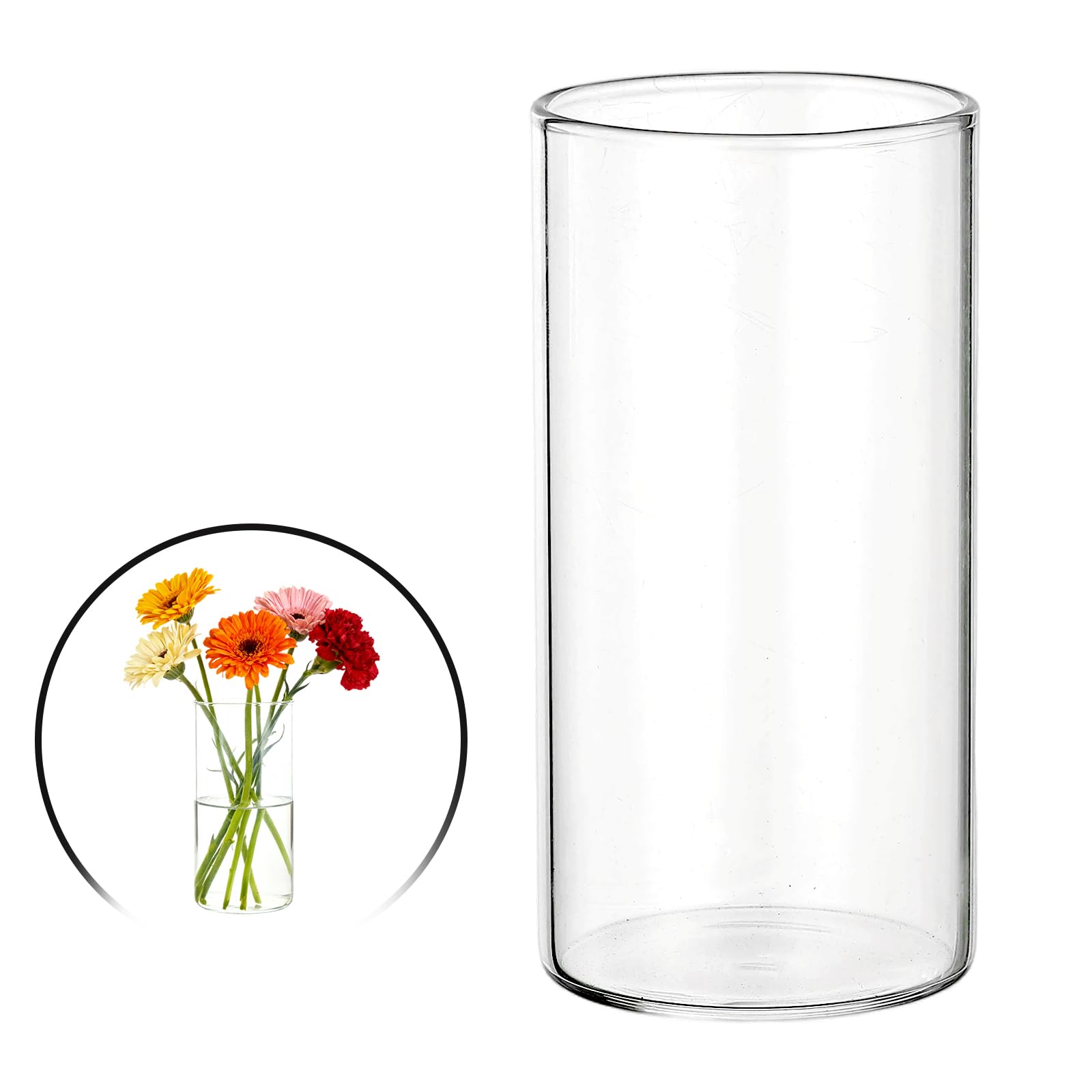 sourcing map Small Clear Cylinder Vases for Centerpiece 5oz, 4 Inch Tall Glass Flower Vase Floating Candle Holder for Bouquet Table Shelf Decor Home Wedding Party