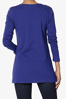TheMogan Women's V-Neck Long Sleeve Top Basic Stretch Cotton