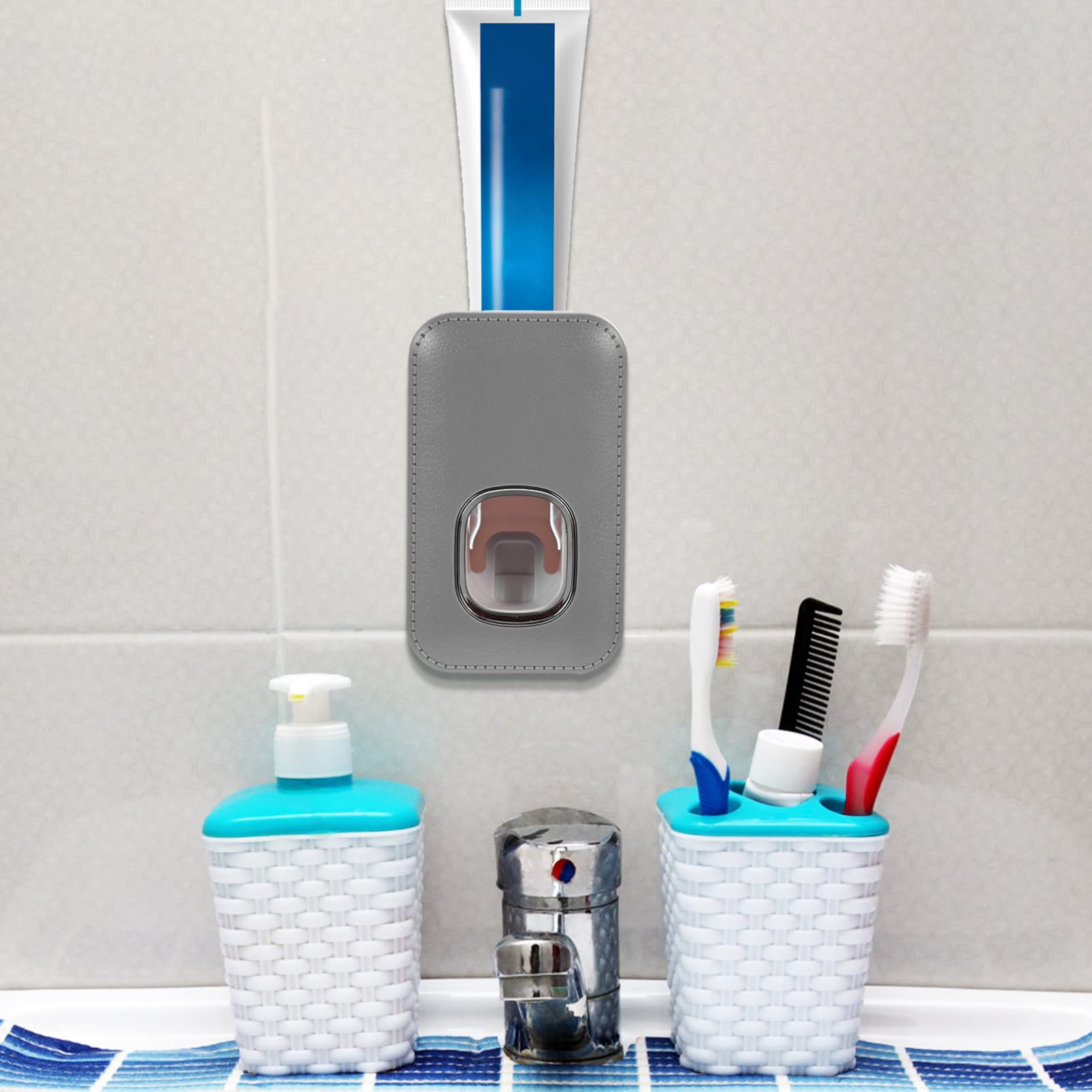 TOPBATHY 3pezzi Dispenser Automatico Di Dentifricio Strumento Pratico Per Squeezer Installazione Senza Chiodi Design Compatto Per Uso Domestico Bagno