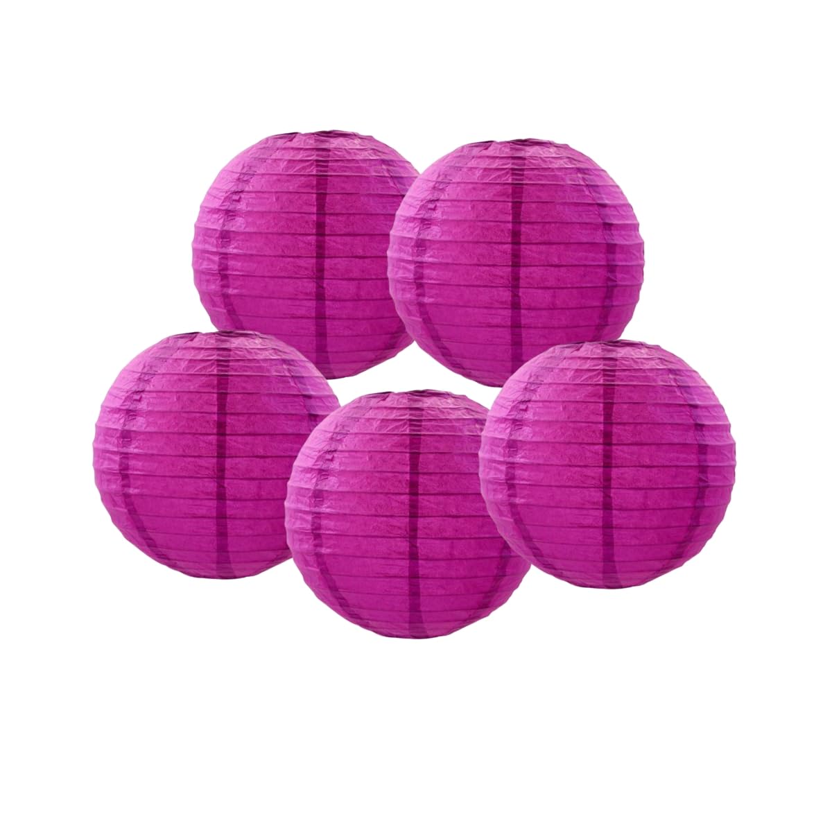 SrchJoy Paper Lanterns Pack of 5 Chinese Wedding Paper Lantern lampshade Lights Round Hanging Lantern for Birthday Party Decorations (Fuchsia, 5 Pcs - 8" (20cm))