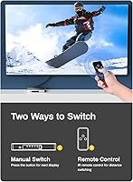 Vista 5 de Interruptor HDMI 4K @60Hz, divisor HDMI 3 en 1 salida, conmutador HDMI con control remoto, concentrador de caja de interruptor HDMI 2.0 de aluminio