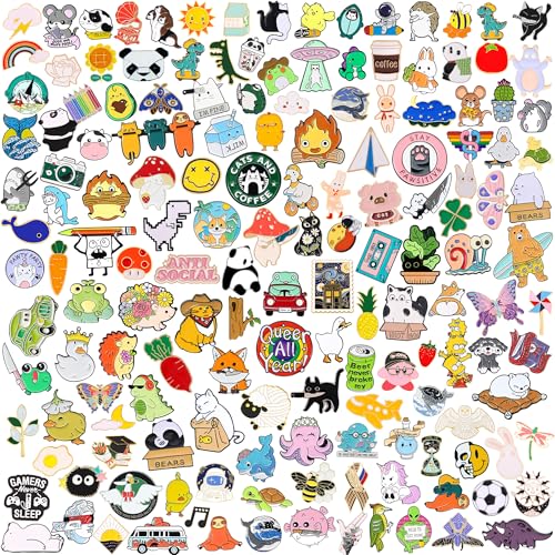 Japior 20/30/60/100 Mixed Enamel Pins for Backpacks,Pins for Sambas Brooches for Women Hat Cute Funny Button Pins Bulk Set,Cartoon Plant Aesthetic for Women Girls Cloths Decoration