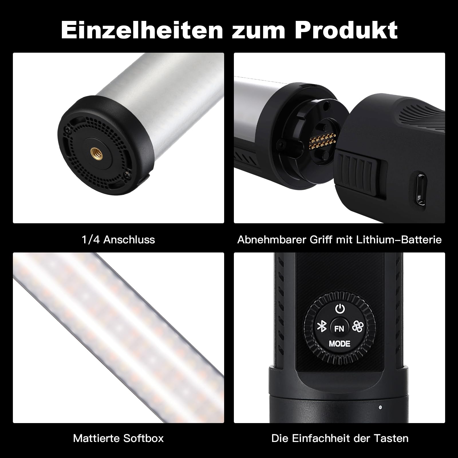 Godox LC500R Mini-RGB-Lichtschlauch Light Stick Hand-held 2500K-8500K Full Color Smartphone APP 15 Lichteffekte mit Scheunentor + Tragetasche