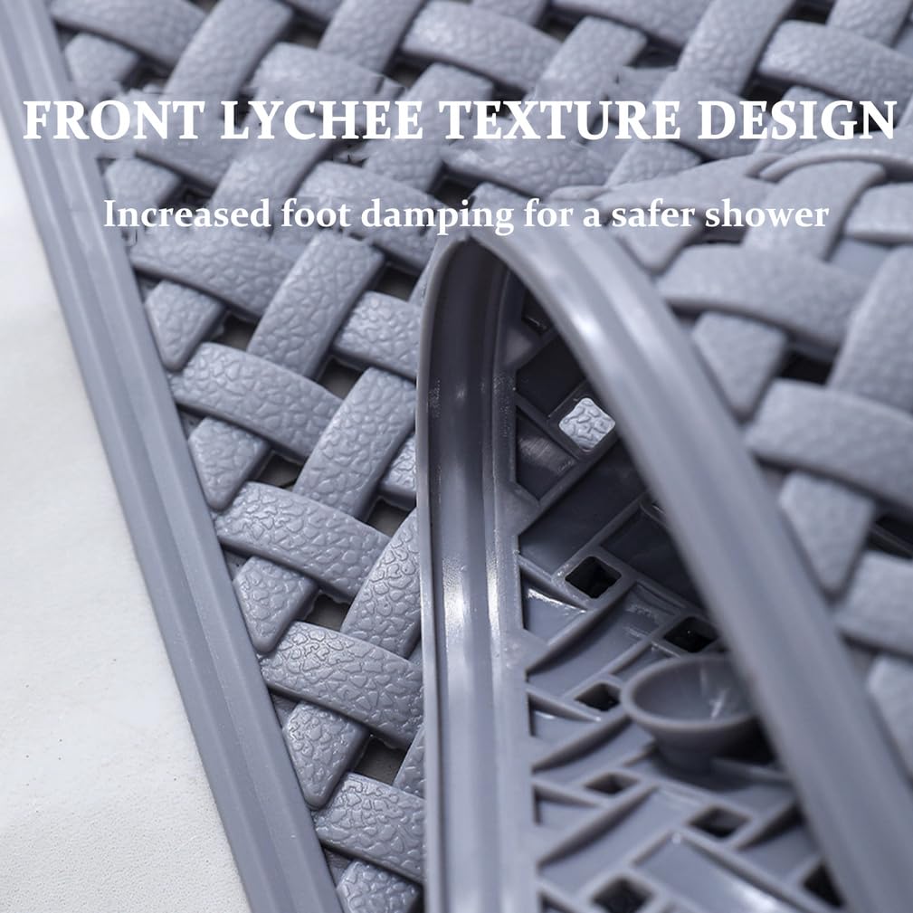 Gewebte Struktur Badewannenmatte Badematte mit Ablauflöchern, Durchbrochenes Duschmatte rutschfest, Weich Antirutschmatte Dusche für Badewanne und Nassbereiche PVC,A,39x100cm/15x39in