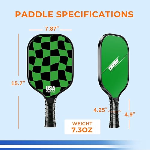 Miniatura 6 de Juego de 2 palas de pickleball aprobadas por USAPA, 4 palas de pickleball, 4 bolas y 1 bolsa de transporte, juego de pickleball estético para