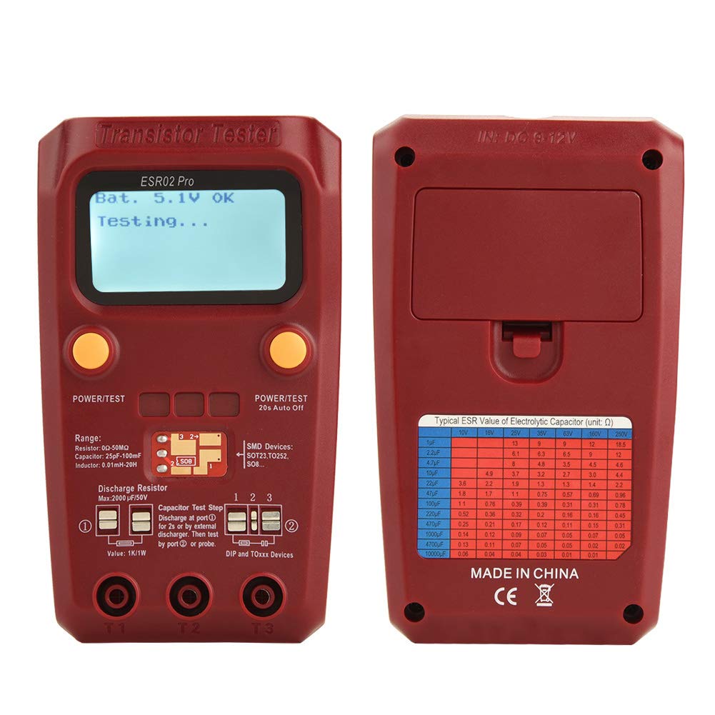Tester Digitale Professionale Per Transistor ESR02 di BSIDE, Tester Per Transistor Multimetro LCD con Chip SMD, Misura Transistor, Induttore, Condensatore, Diodo, Triodo, Resistenza
