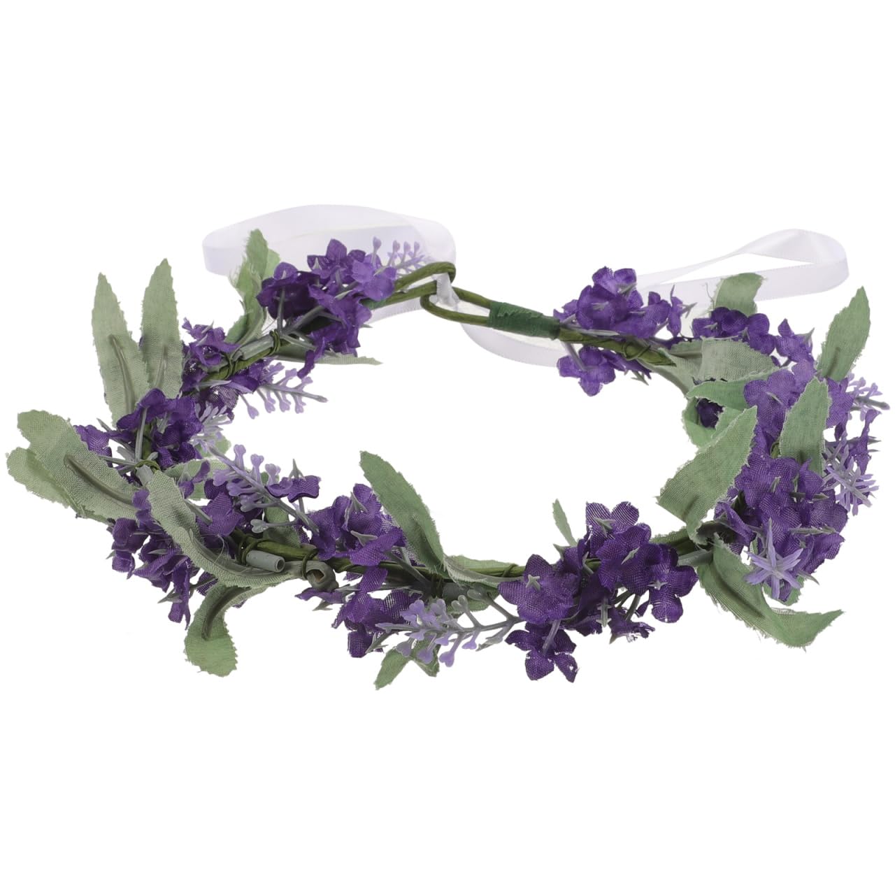 FRCOLOR Lavender Floral Headband Purple Flower Crown Hair Wreath Lightweight Hair Accessory for Weddings Parties Festivals Photo Props