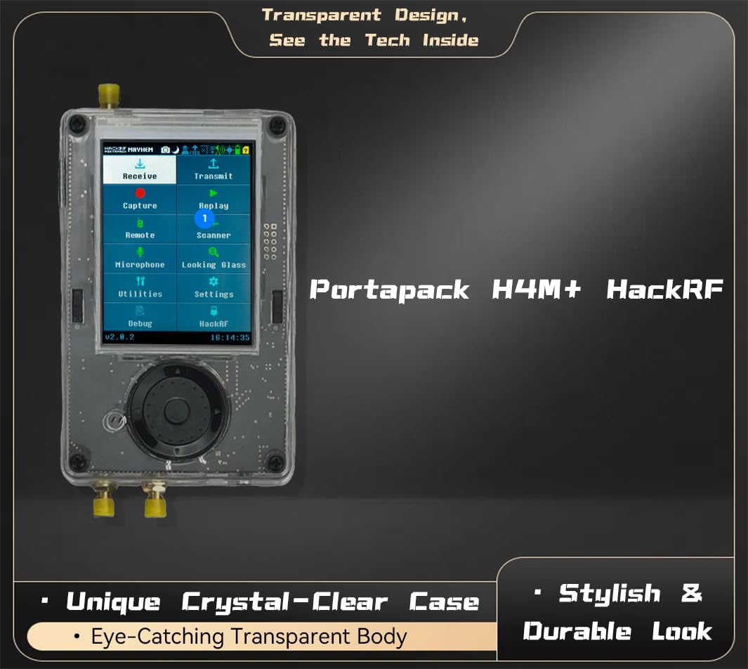 Kit H4M PortaPack H4M + HackRF All-in-one con antenne, TFT da 3,2" 1MHz-6GHz, ricetrasmettitore radio wireless professionale con guscio in ABS, cattura la riproduzione per ricetrasmettitore radio di