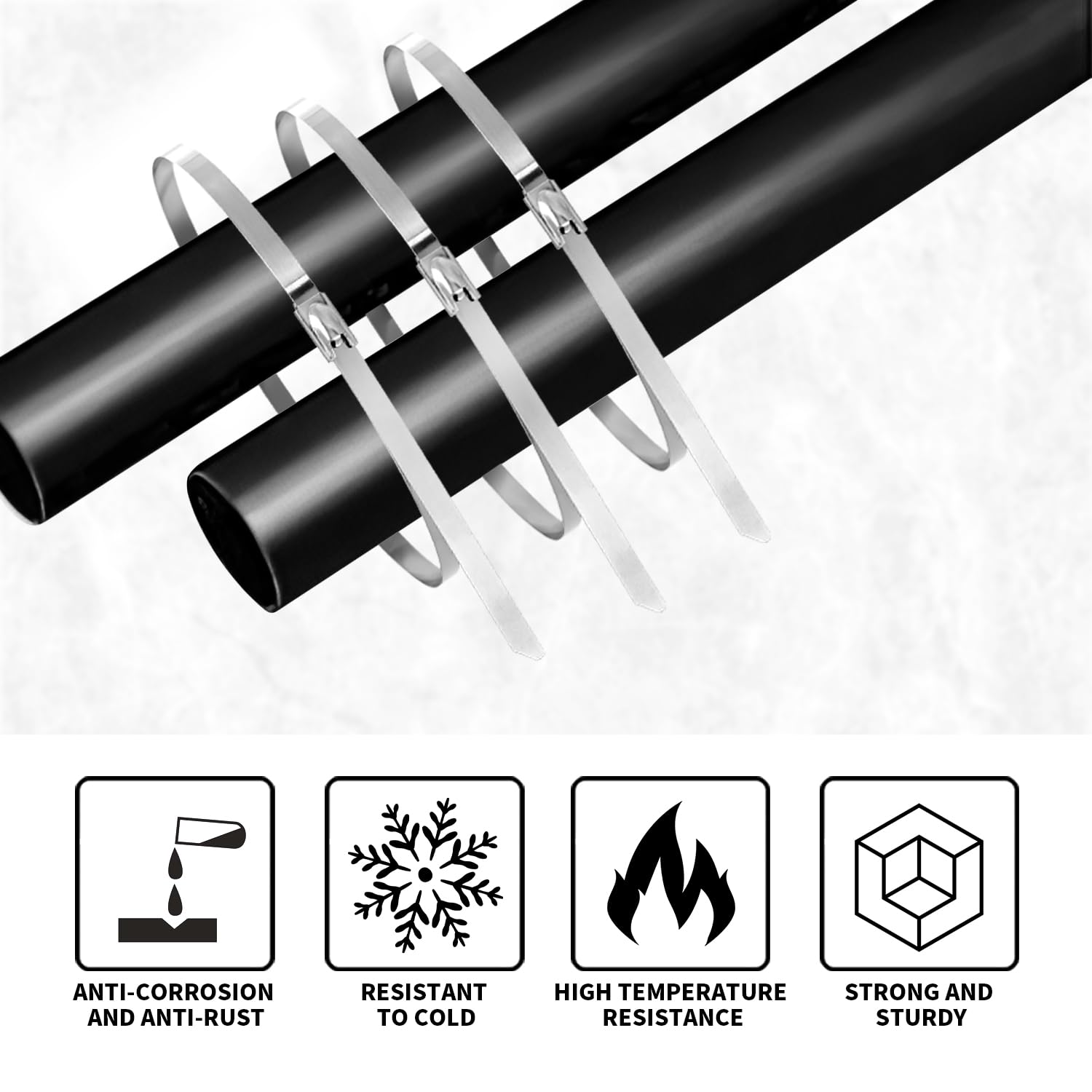 100 Pezzi Fascette in Inox Inossidabile 300mm×4,6mm Fascette Metalliche Autobloccanti Tensione 122kg Metallo Elettricista 304 Fermacavi per Fasci Cavi Manutenzione del Giardino