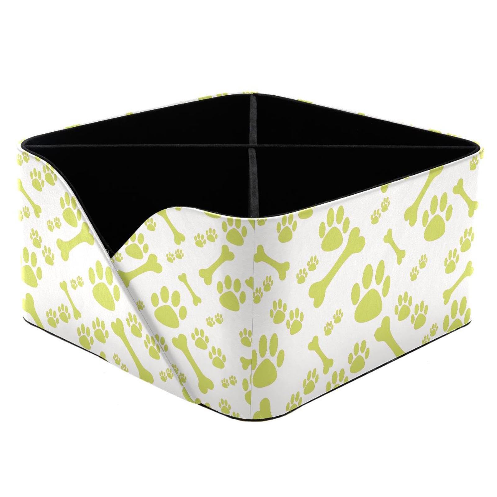 KengjuTesu Dog Paw Print and Bone Desktop Organizer Pen Holder, Rectangular Pencil Cup for Office, Study and Makeup Stations