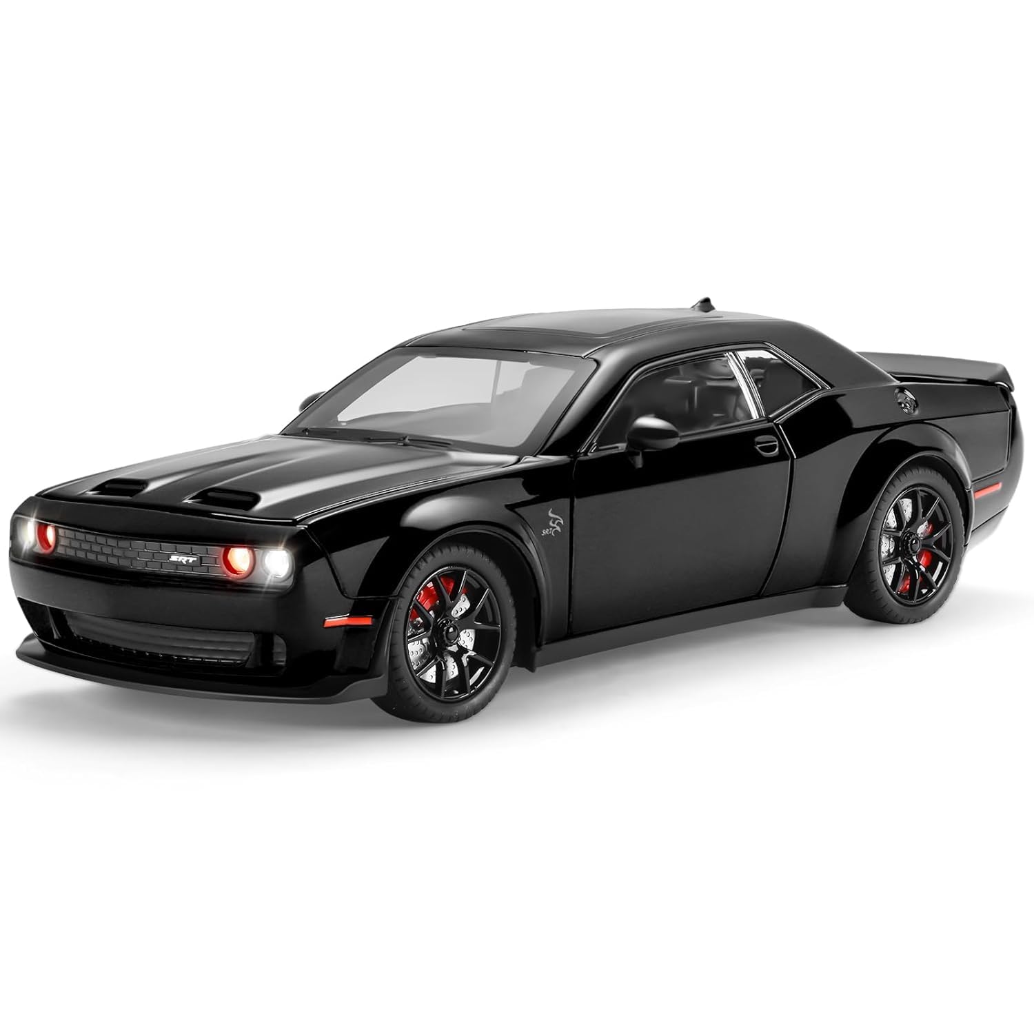 RAMNATH IMPEX 1:24 Diecast Model Car Dodge Challenger SRT Hellcat-Detailed Collectible Metal Model with LED Lights, Realistic Design, Perfect Display Car for Enthusiasts and CollectorsBirthday Gift.