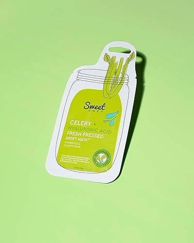 Miniatura 3 de Sweet Chef Máscaras de hoja de belleza prensada fresca de apio  ácido hialurónico 100 biodegradables hidratación profunda para el cuidado de la piel