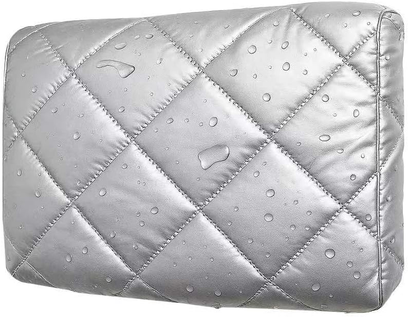 Indoor Window Air Conditioner Cover, Silver, Quilted Insulated Waterproof, Double-Layer Cotton Padding, Windproof Design (L-23.2*14.5*3in)