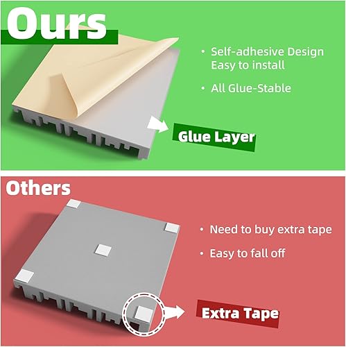 Miniatura 3 de LIGHTDESIRE Paquete de 12 paneles de espuma autoadhesivos a prueba de sonido, espuma acústica de 12 x 12 x 2 pulgadas, acolchado a prueba de sonido