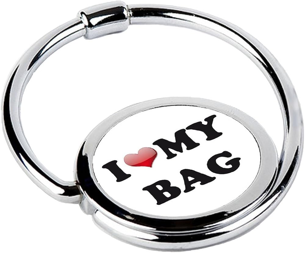 Miss Kha - Folding “I Love My Bag” Bag Hook, Negro, Blanco, Rojo, TU