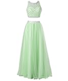 Callmelady Two Piece Long Prom Dresses for Women with Sleeveless Sequined Top