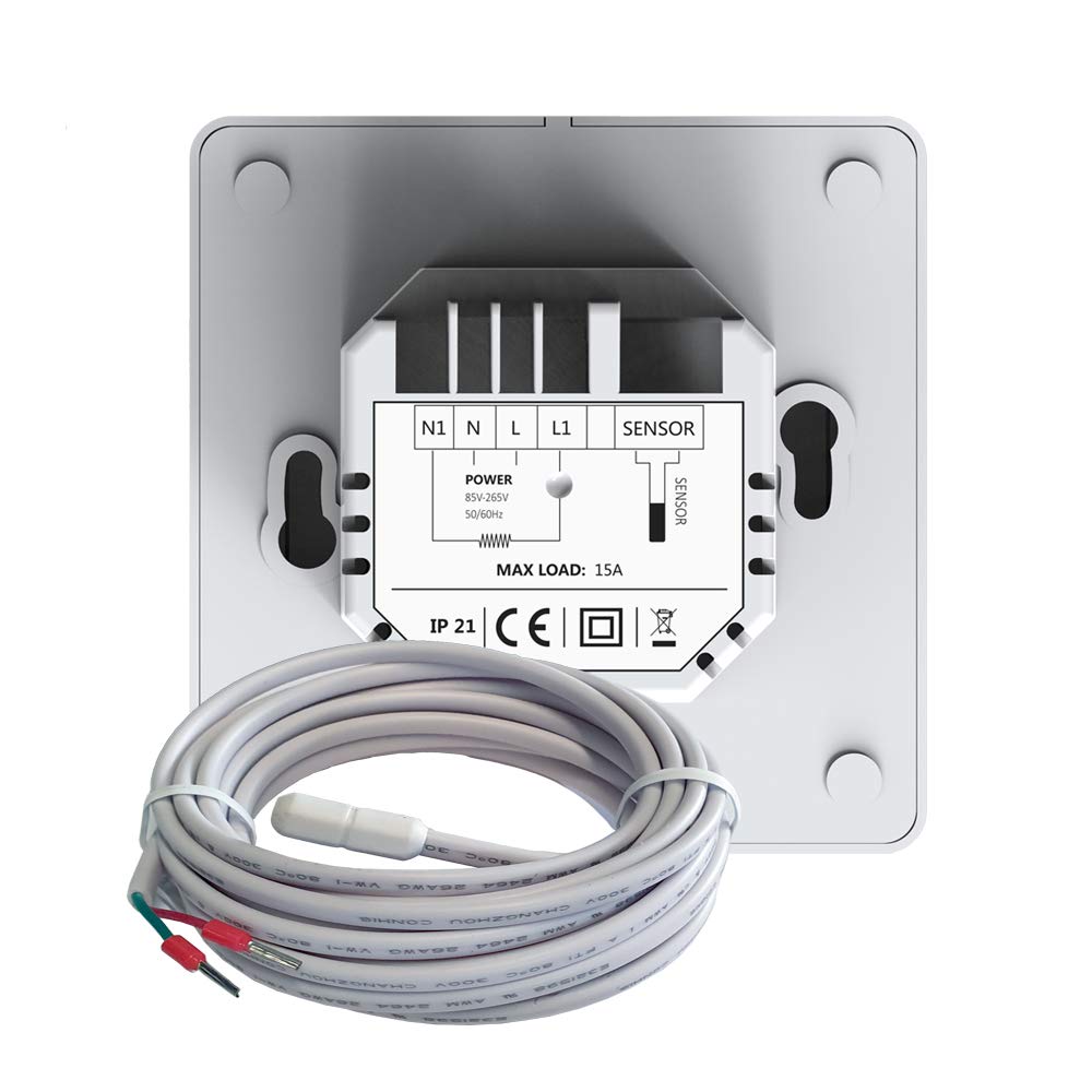 WLAN-Thermostat ThermoLife ET81W mit Farbdisplay - Weiss - Digitales Raumthermostat programmierbar mit Internem Temperatursensor und Bodenfühler - Heizungssteuerung für Fußbodenheizung. 16A