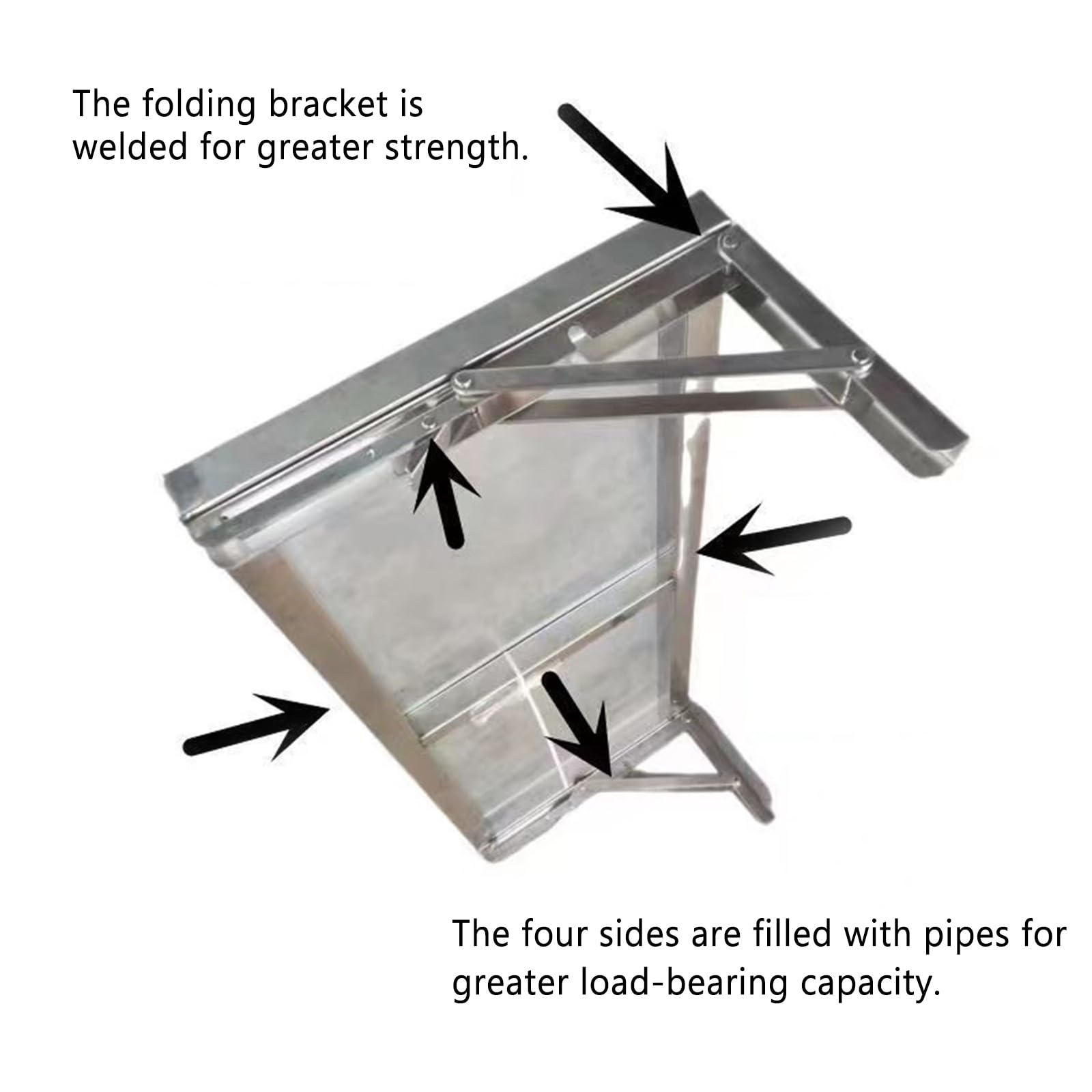 Mesa plegable de acero inoxidable, plegable, exterior - 90×40 cm, superficie de acero inoxidable cepillado 304