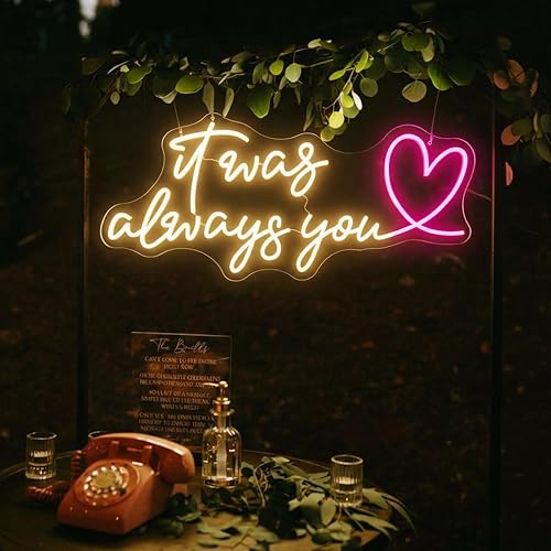 Miniatura 3 de Letrero de neón personalizado con texto en inglés It Was Always You, letrero de neón personalizado con corazón para boda, fiesta de compromiso,