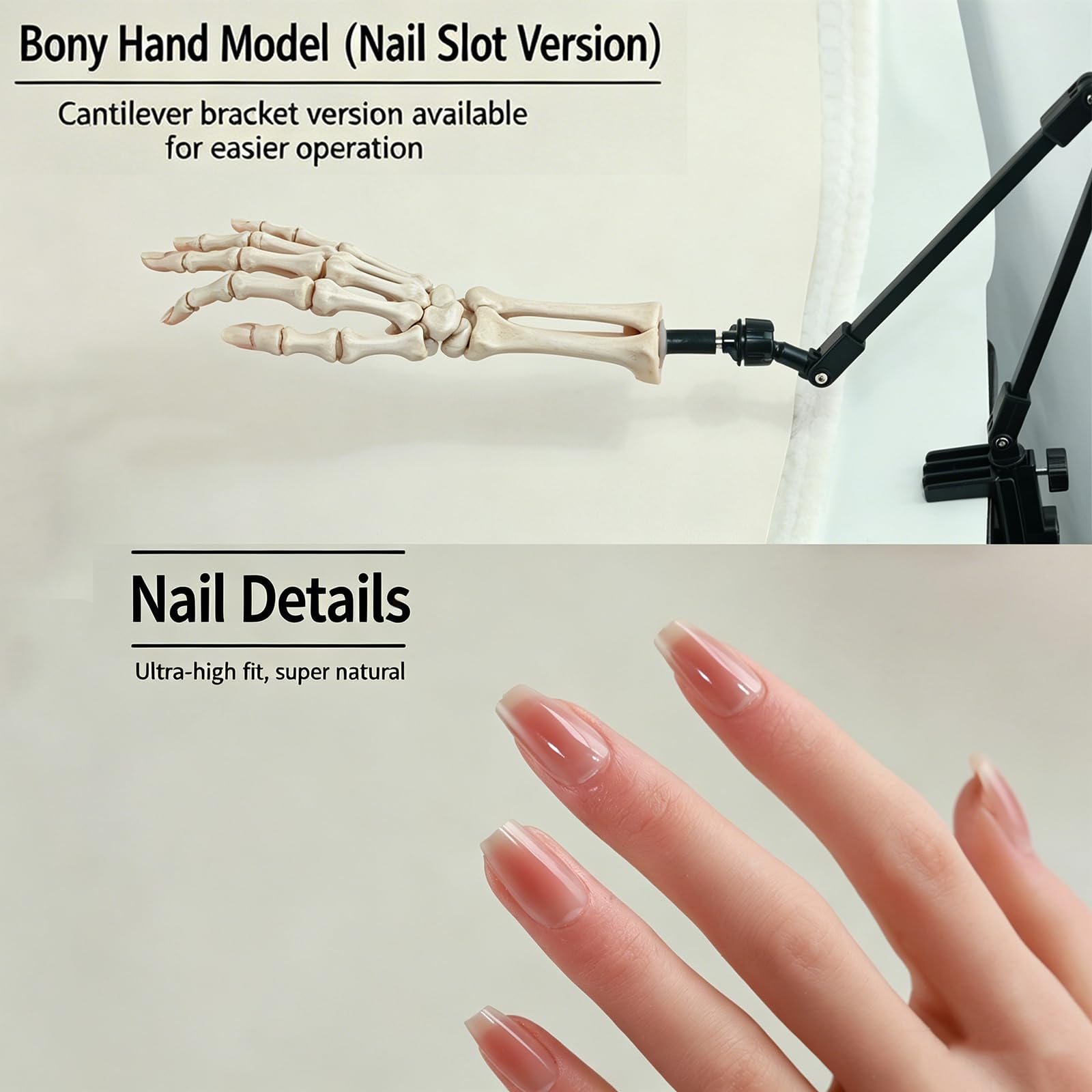 Mano De Silicona Realista para Practicar Uñas, Maniquí De Mano Falsa para Practicar Uñas, Mano Flexible Y Maleable, Soporte De Escritorio Fijo Y Ajustable, Ideal para Exhibir Left 31CM