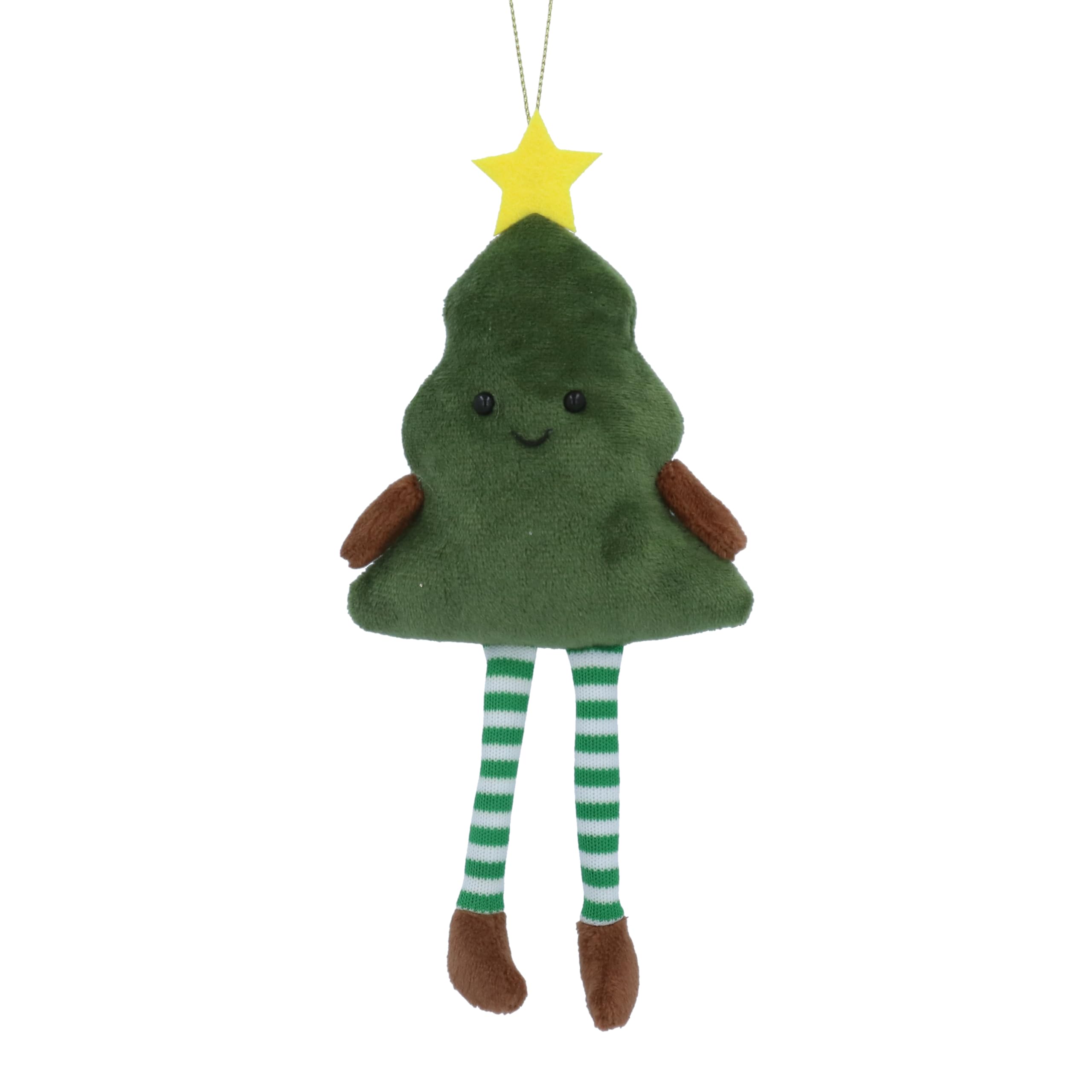 Gisela Graham Green Fabric Smiling Christmas Tree Decoration, 20Cm