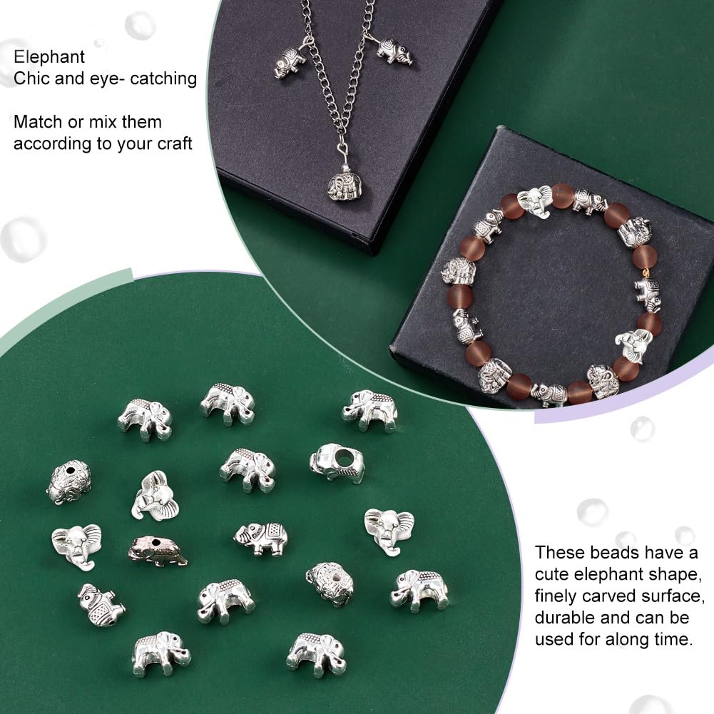 PH PandaHall 40pz Perline a Forma di Elefante 4 Stili Perline Distanziatrici Oro, Perlines Animali Fortunati in Metallo per La Collana Braccialetto Orecchino Creazione di Gioielli
