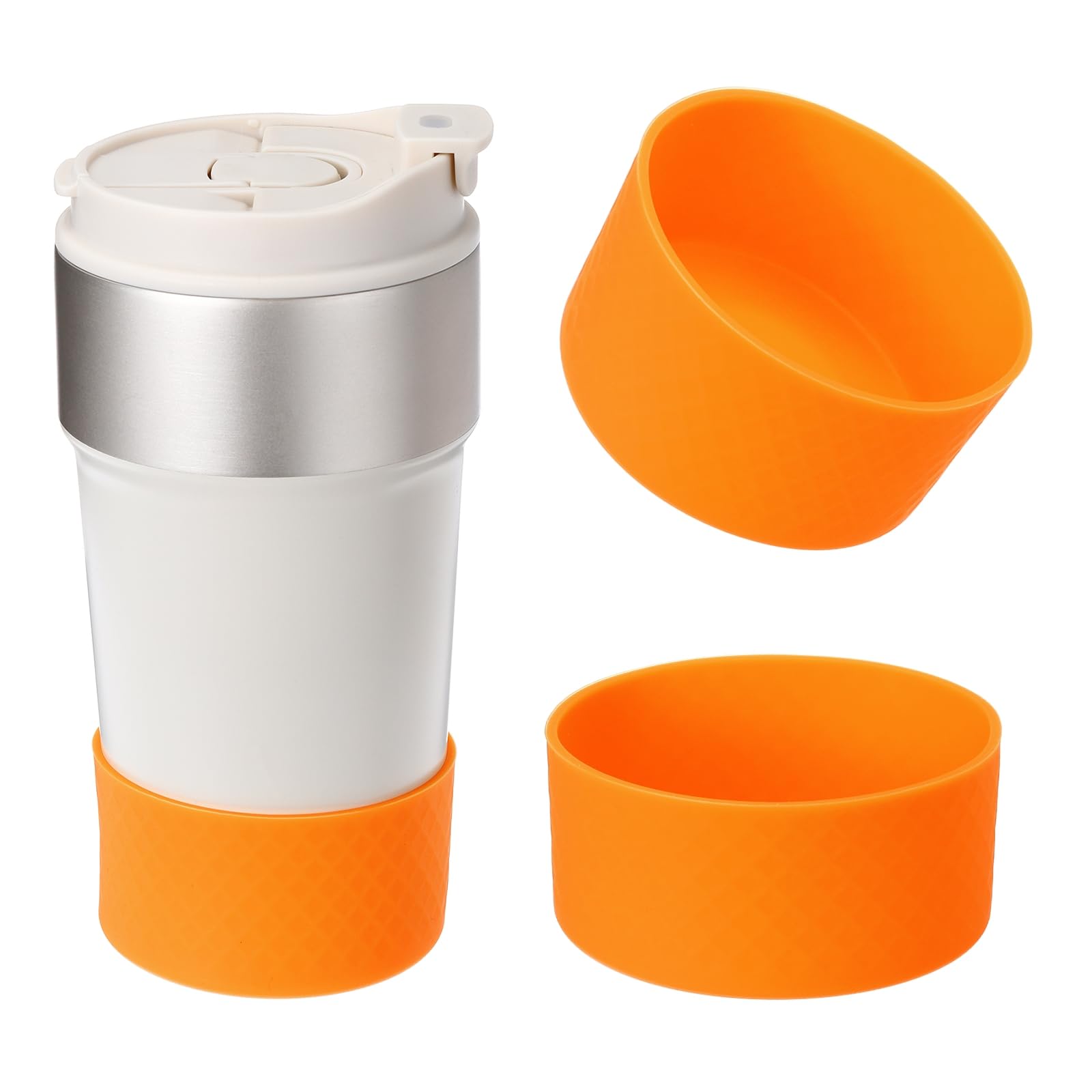 PATIKIL Silicone Water Bottle Boot, 2 Pcs 3 Inch Water Bottle Protective Sleeves 12-24 oz Anti-Slip Bottom Cover Sleeve Accessory Protector for Sports Water Bottles, Orange