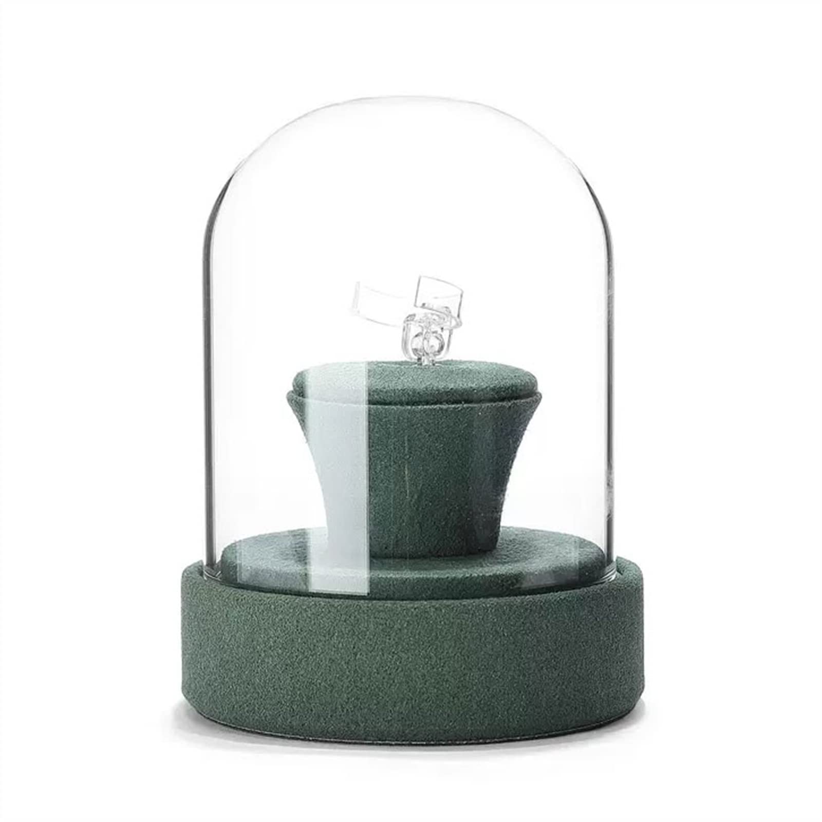J9V4G6S3B5 Jewellery Storage Jewelry Ring Stand Holder Display, Holders for Organizer, Storage Pedestals with Glass Lid(Green)