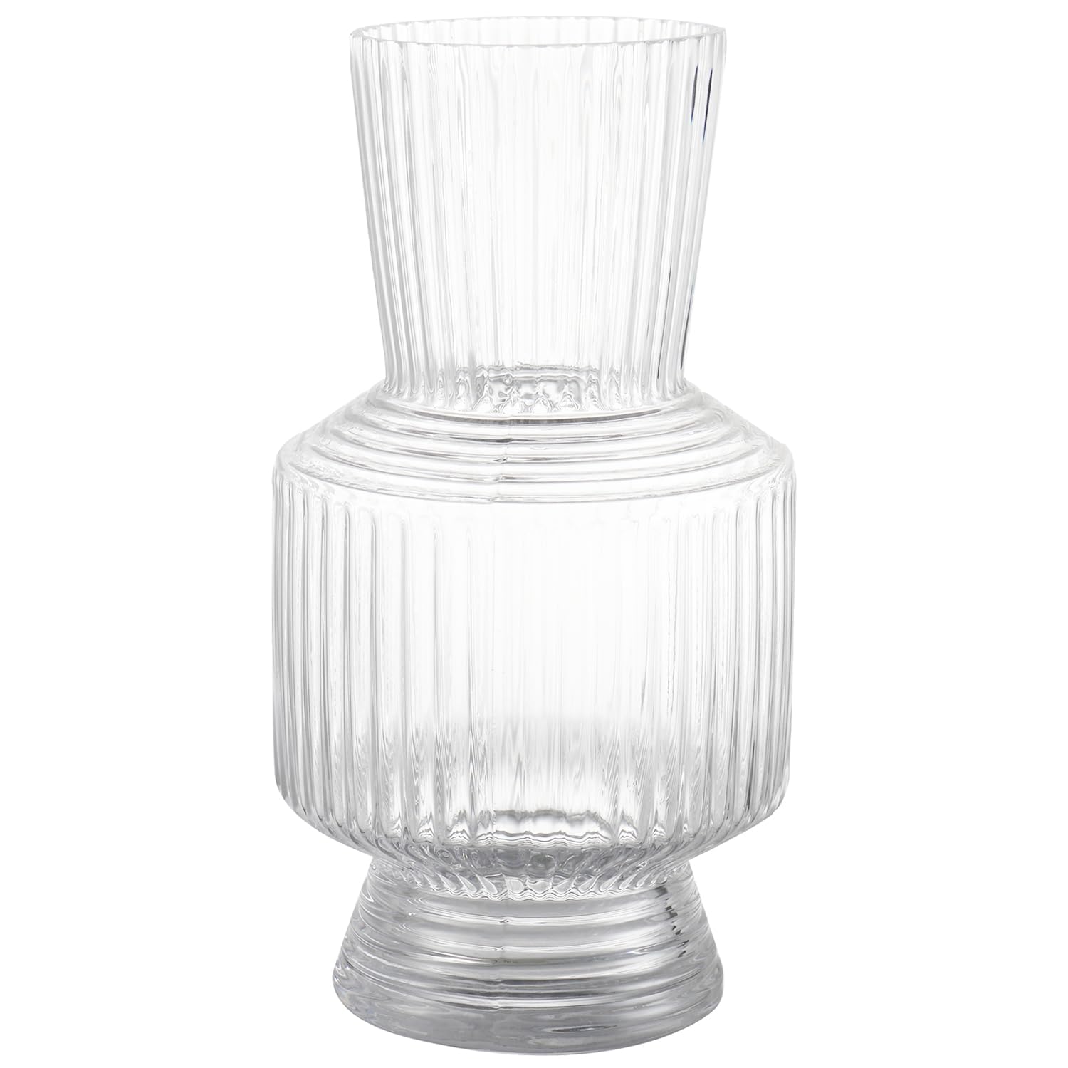 KRYSTHIA Clear Ribbed Glass Vase for Flowers, 25CM Large Tall Vase for Bouquets, Home Decor for Living Room, Bathroom, Dining Table, Office & Wedding Gif