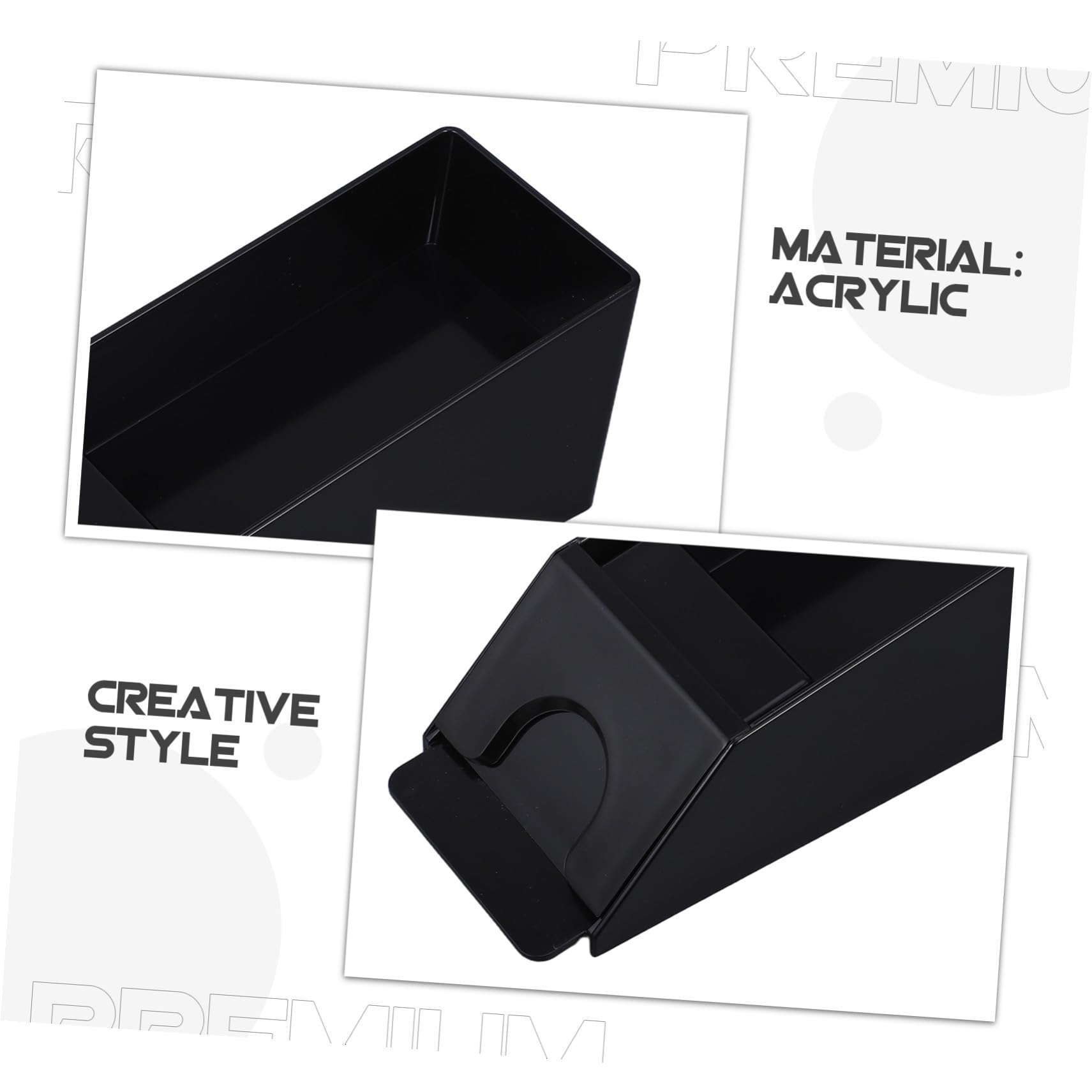 Distributeur de Cartes Acrylique Noir, Bords Arrondis, Usage Bureau