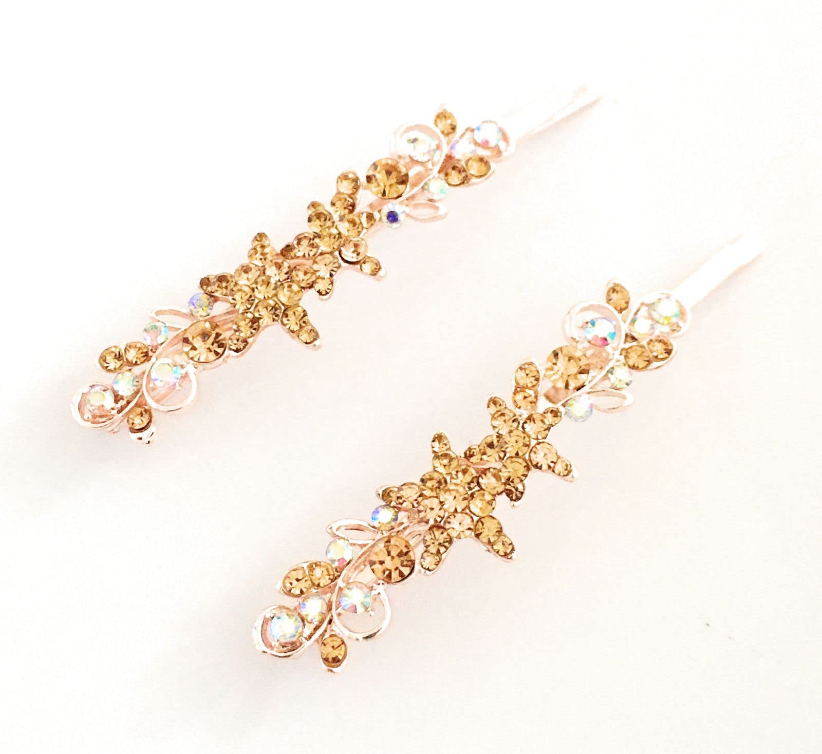 hair clips for women and girls (pack of 2) latest hair pins pair with brown color stones wedding party fancy stones center clips metal side pins for children (B0BF8RSQBK) Amazon Price History, Amazon Price Tracker