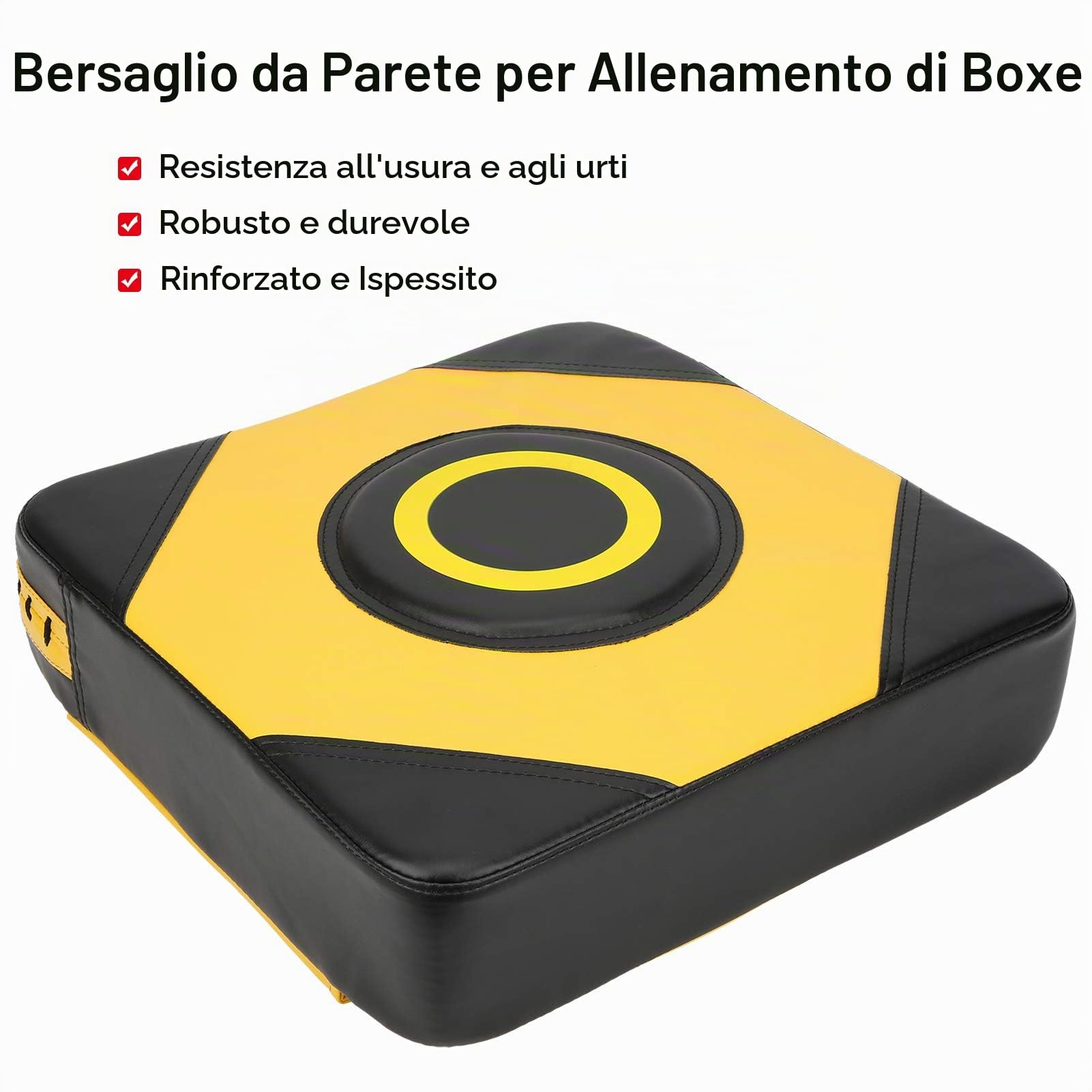 Wall Punch Boxing Bag PU Focus Target Wall Fighting Pad Training Bag Attrezzatura da Allenamento per Sanda Taekowndo(Nero e Giallo)
