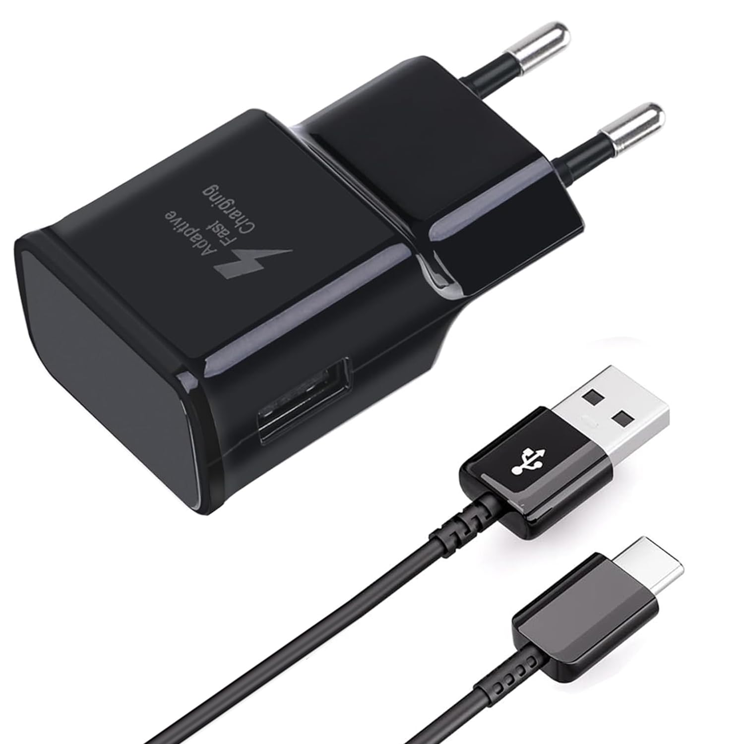 USB Ladegerät mit 1,5m Ladekabel USB Typ-C Schnellladekabel Für Samsung Galaxy A16 A15 A14 A13 A05s A04s A55 A54 A53 A52s A42 A35 A34 A33 S8 S8+ S9 Plus S10 S10e, M53 M33 M23, Schnellladegerät USB C