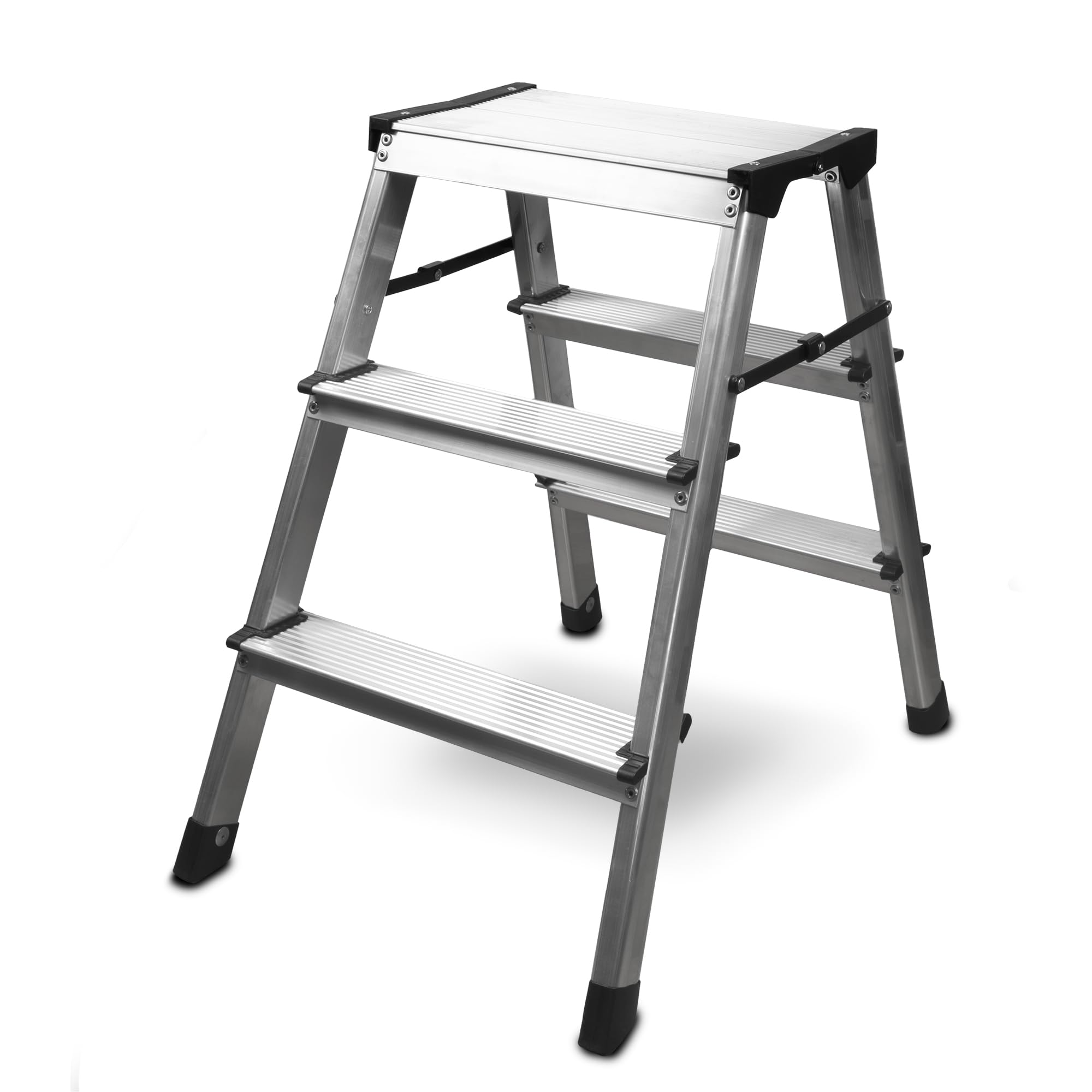 Siwitec Escabeau Pliable en Aluminium - 2 x 3 Marches, Accessible des Deux Côtés, Échelle Domestique Jusqu'à 150 kg, Certifié TÜV