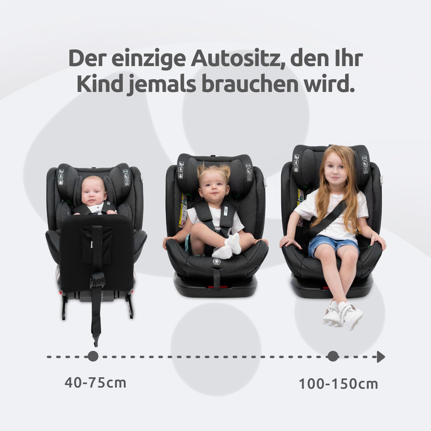 Lorelli Samochodowy fotelik dziecięcy Ares z Isofix, obracany o 360 stopni, (0-36 kg), rosnący wraz z dzieckiem i-Size 40-150 cm – grupa 0+/1/2/3, fotelik dziecięcy od urodzenia, 5-punktowy pasek,