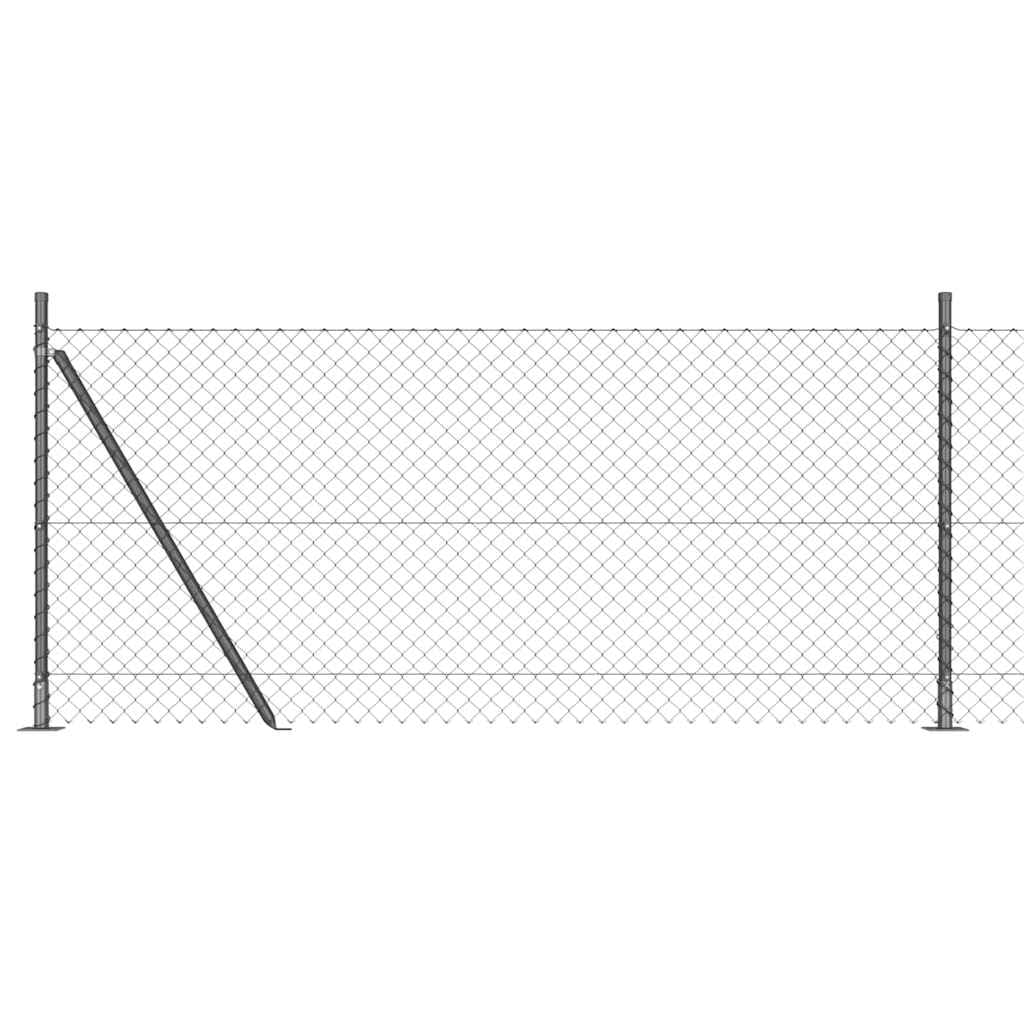 vidaXL Cerca de eslabones de cadena con base de concreto 25 x 0,8 m | Hecha para aguantar afuera, Superficie lisa con acabado en polvo, Ideal para cualquier necesidad de cercado
