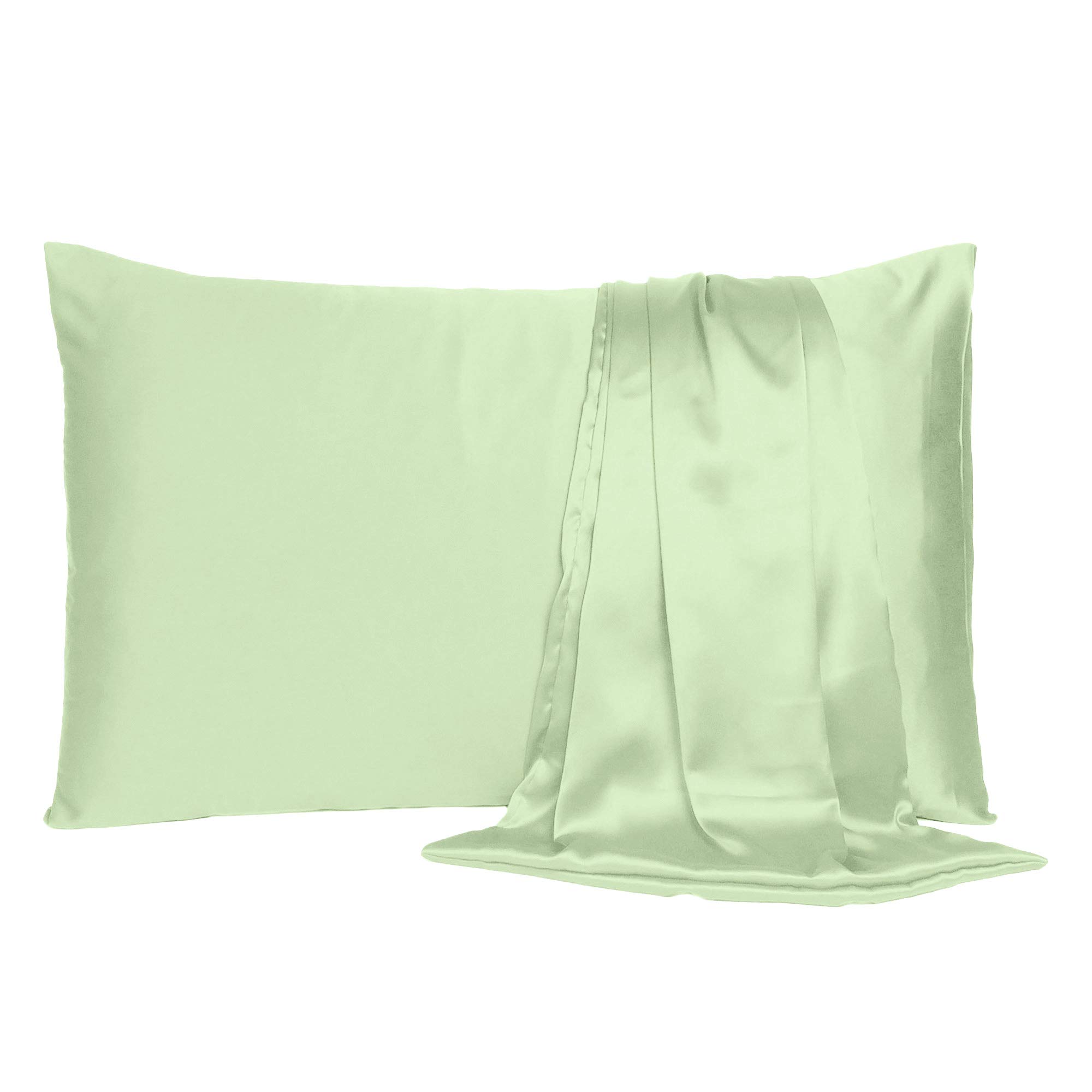 Oussum Satin Pillow case Soft & Comfortable Silk Pillowcase Solid Pillow Cover Single Pcs with Free Scrunchie (Spray Cream, King Size (20"x40")