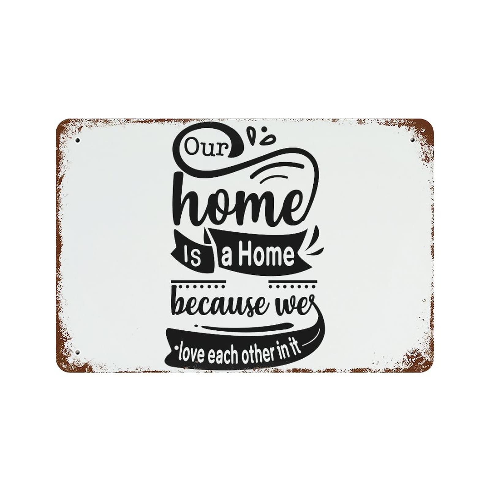 Plaque métal Our Home vintage de 30x45 cm pour déco murale