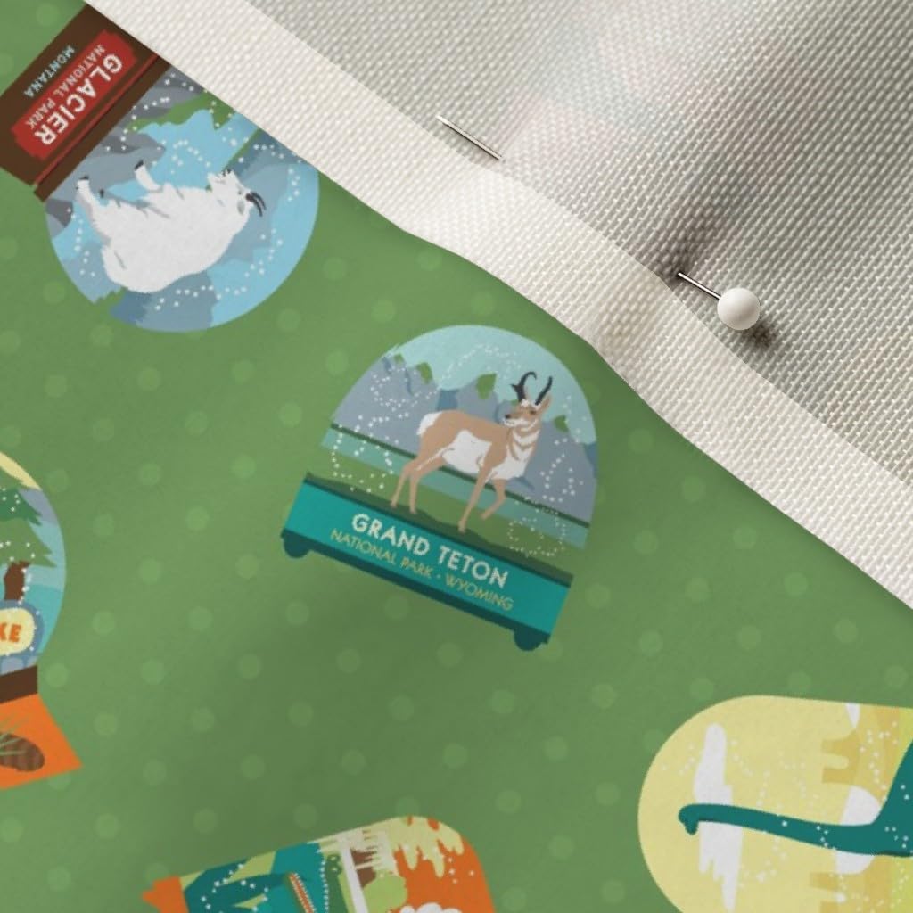 Spoonflower Fabric - Small Scatter Forest Green Water Recreation Camping Printed on Upholstery Velvet Fabric Fat Quarter - Upholstery Home Decor Bottomweight Apparel