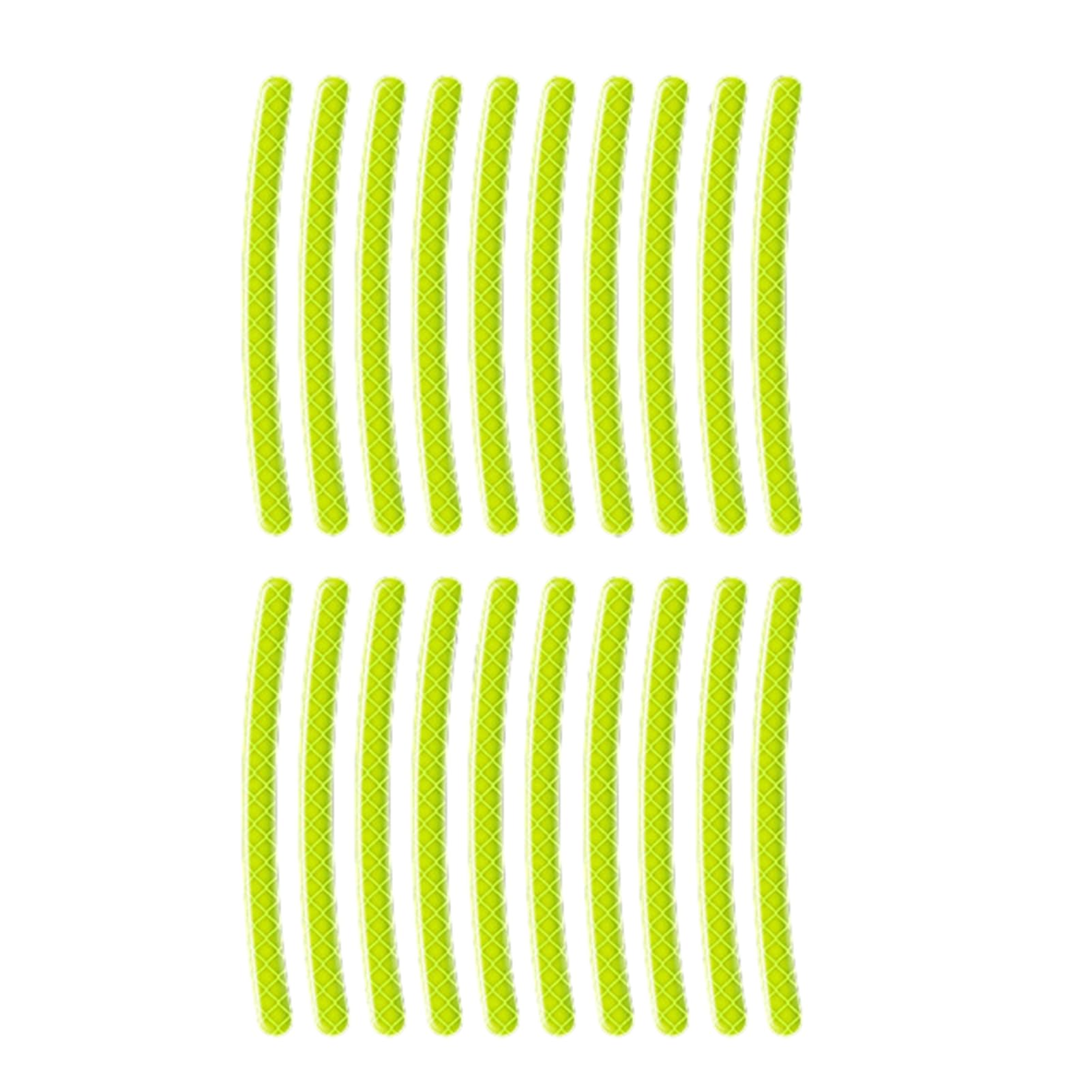 sugerou 20 Pack Reflective Wheel Stickers for Car Rims – Prismatic PVC Rim Tape for Night Visibility, Pre-Cut Safety Decals for 13-22 Inch Wheels Green 20PCS