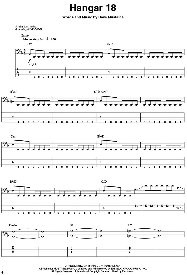 Megadeth: Bass Play-Along Volume 44