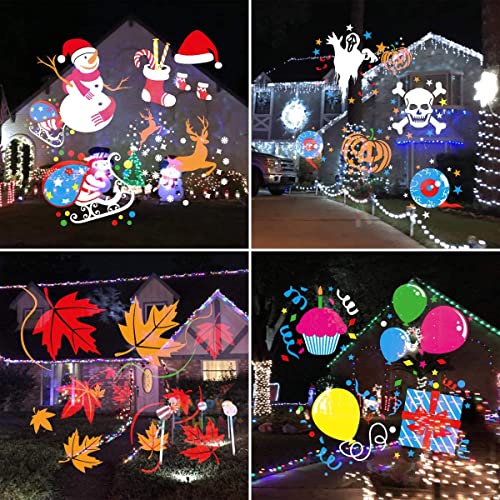 Image of Christmas Halloween Lights Projector Outdoor,Holiday Projector Light,Waterproof Indoor Remote Control LED Projector Lights,16 Slides Holiday Light Party Garden House Apartment Kids Room Night Light