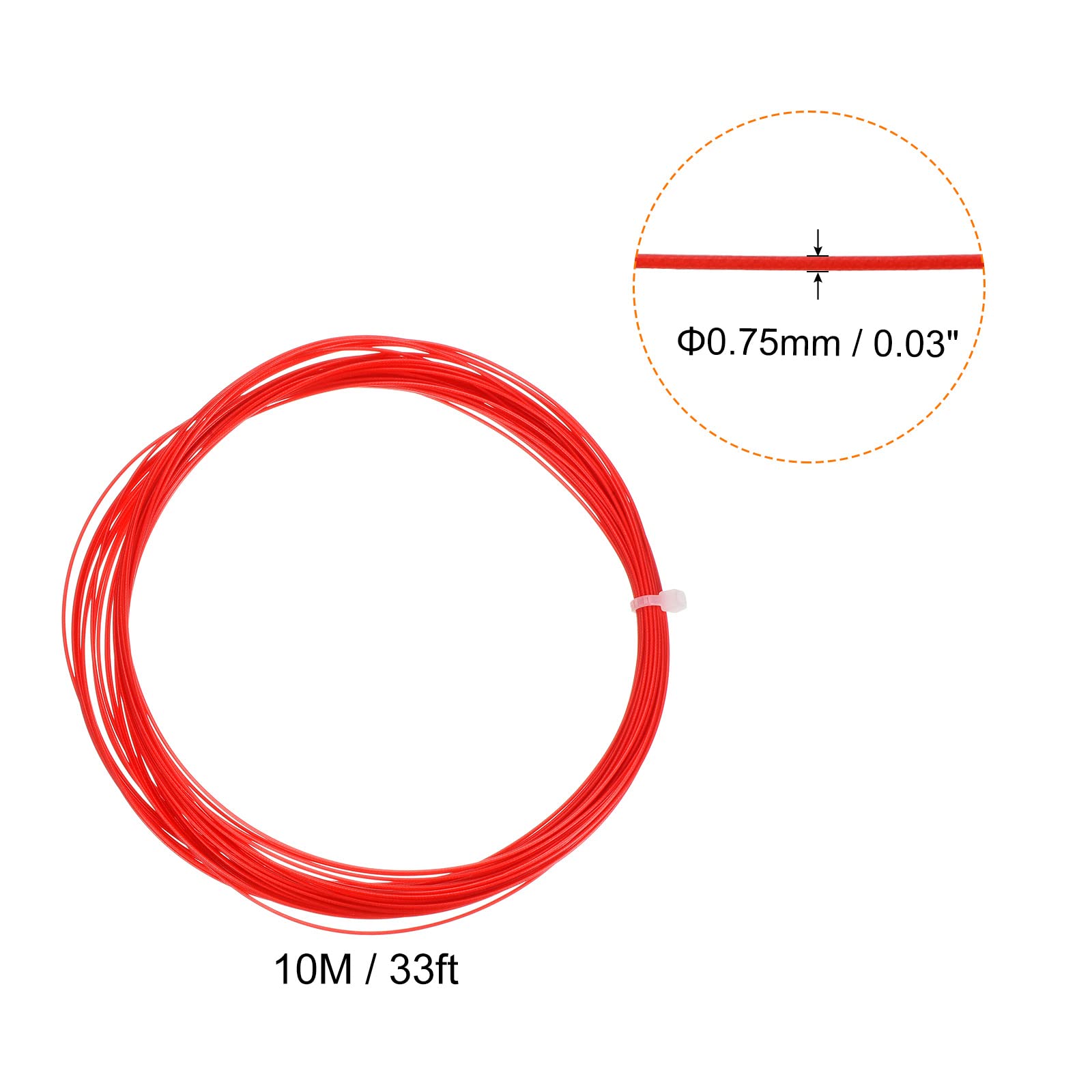 PATIKIL 10M x 0.75mm Badminton Racket String, 2 Pack High Flexibility Nylon String Replacement Thread Line Badminton Repair Accessory, Red